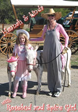Hannah and Linda with Rosebud and her miniature Donkey foal Spice Girl